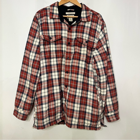 L.L. Bean Shacket Fleece Lined Flannel Shirt Jacket Plaid Men’s Large 298189‎ - Picture 1 of 8